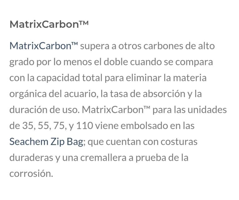 SEACHEM Recambio Matrix Carbon Tidal75 - Imagen 2